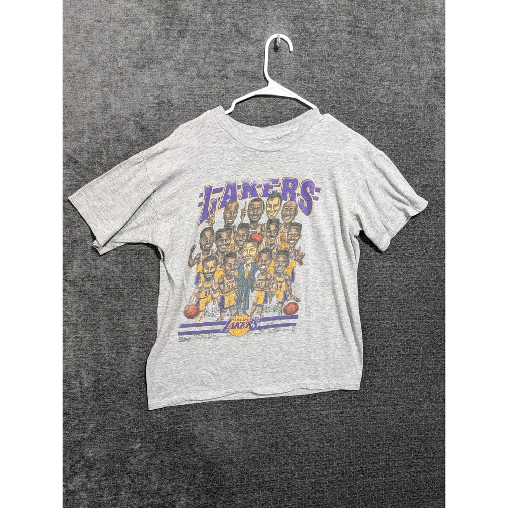 Vintage Salem Sportswear LA Lakers Caricature T-Shirt Gray XL NBA Hot Shot 90s